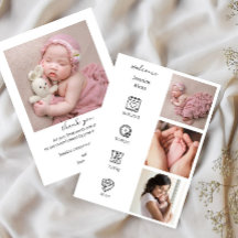 Minimalistische Geburtserklärung mit Fotocollage