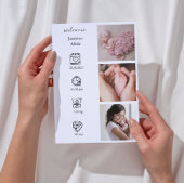 Minimalistische Geburtserklärung mit Fotocollage Einladung