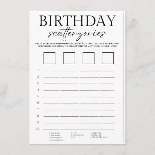 Minimalistische Geburtstagskarte Begleitkarte (Vorderseite)