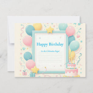 Minimalistische Geburtstagspostkarte – sanfte Past Postkarte