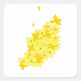 Minimalistische gelbe Blumen Quadratischer Aufkleber