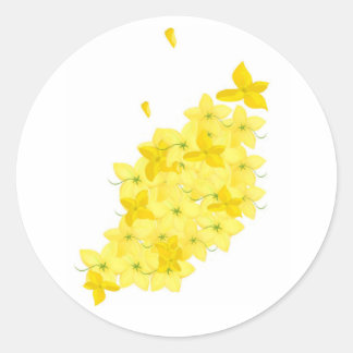 Minimalistische gelbe Blumen Runder Aufkleber