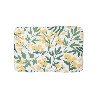 Minimalistische gelbe Blumen und Blätter Badematte
