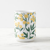 Minimalistische gelbe Blumen und Blätter Kaffeetasse (Mittel)