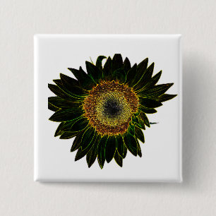 Minimalistische gelbe Neon-Sonnenblumen-Blumenkuns Button