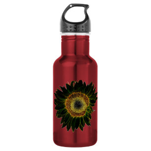 Minimalistische gelbe Neon-Sonnenblumen-Blumenkuns Edelstahlflasche