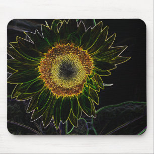 Minimalistische gelbe Neon-Sonnenblumen-Blumenkuns Mousepad