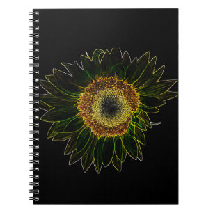 Minimalistische gelbe Neon-Sonnenblumen-Blumenkuns Notizblock