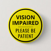 Minimalistische gelbe Typografie Sehbehinderung Button (Vorderseite)
