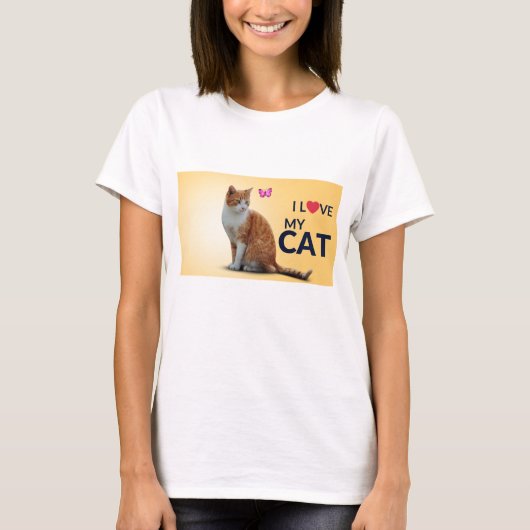 Minimalistische gelbe und orangefarbene Katze T-Shirt (Vorderseite)
