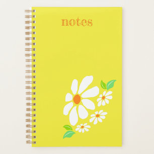 Minimalistische Gelbe und Weiße Blume Zeichnend Planer