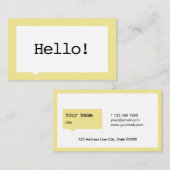 Minimalistische gelbe visitenkarte (Vorne/Hinten)