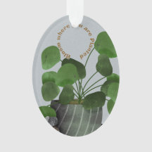 Minimalistische Geld-Pflanze - Acryl-Oval-Ornament