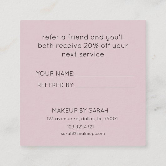 Minimalistische gemeinsame Nutzung der Liebe und L Quadratische Visitenkarte (Rückseite)