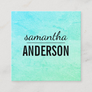 Minimalistische gemischte Schriftart / Aqua-Grüne Quadratische Visitenkarte