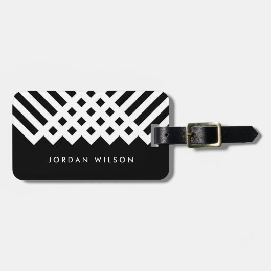Minimalistische Geometrie in Schwarz und Weiß Gepäckanhänger (Vorderseite horizontal)