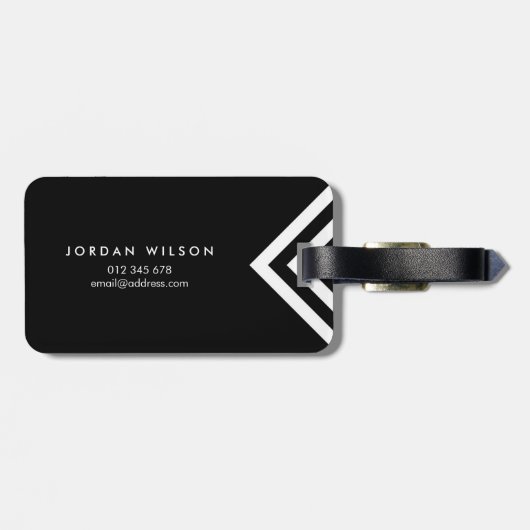 Minimalistische Geometrie in Schwarz und Weiß Gepäckanhänger (Rückseite horizontal)