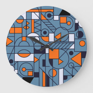 Minimalistische Geometrie: Retro-Abstraktes Poster Große Wanduhr