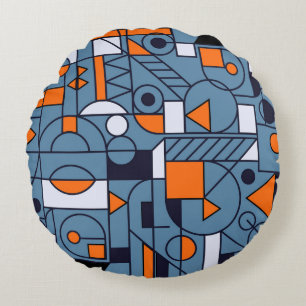 Minimalistische Geometrie: Retro-Abstraktes Poster Rundes Kissen