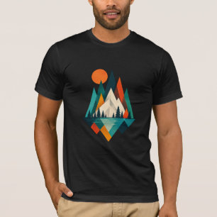 Minimalistische geometrische Berglandschafts-Kunst T-Shirt