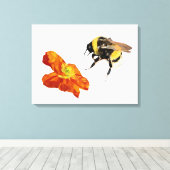 Minimalistische geometrische Biene/Mohnblüte Leinwanddruck (Insitu (Holzboden))