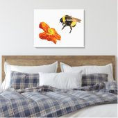 Minimalistische geometrische Biene/Mohnblüte Leinwanddruck (Insitu (Schlafzimmer))