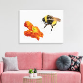 Minimalistische geometrische Biene/Mohnblüte Leinwanddruck (Insitu (Wohnzimmer))