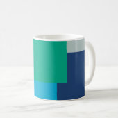 Minimalistische geometrische Farbblöcke Blau-grüne Kaffeetasse (VorderseiteRechts)