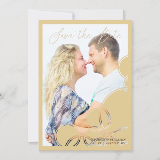 Minimalistische geometrische Formen Gold-Effekt-Fo Save The Date (Vorderseite)