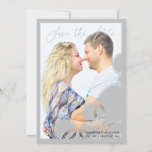 Minimalistische geometrische Formen Graues Foto Save The Date (Vorderseite)