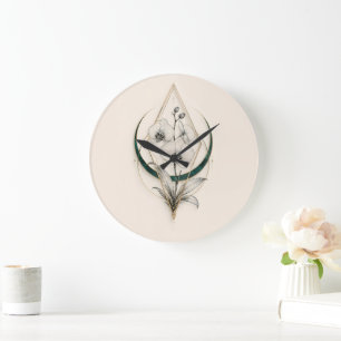 Minimalistische geometrische goldene Orchidee Luxu Große Wanduhr