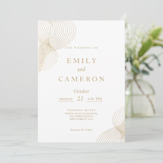 Minimalistische, geometrische Hochzeit Einladung (Stehend Vorderseite)