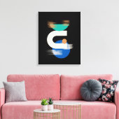 Minimalistische geometrische Kunst auf schwarz geä Leinwanddruck (Insitu (Wohnzimmer))