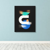 Minimalistische geometrische Kunst auf schwarz geä Leinwanddruck (Insitu (Holzboden))