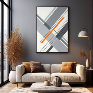 Minimalistische geometrische orange Akzent Leinwanddruck