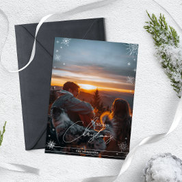 Minimalistische geometrische Schneeflocken Custom  Feiertagskarte