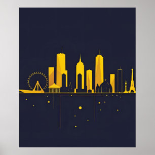 Minimalistische geometrische Stadtsilhouette  Poster
