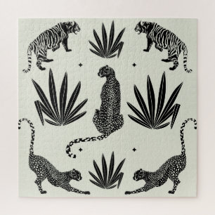 Minimalistische Geparden-Illustration Vintag Puzzle