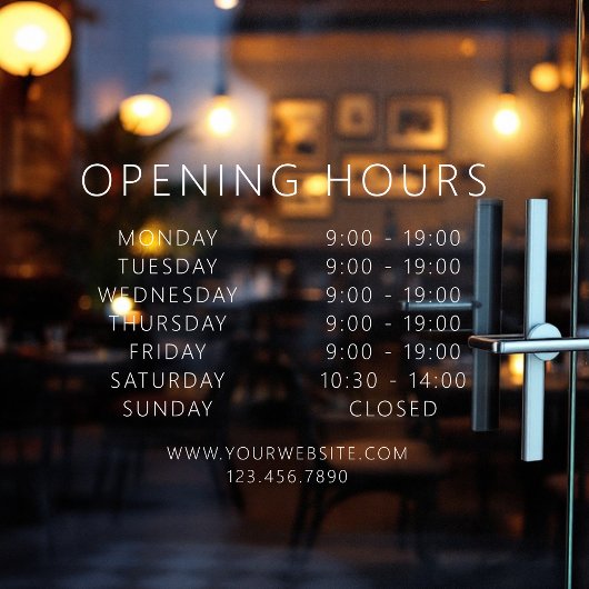 Minimalistische Geschäftszeiten Weiß Fensteraufkleber