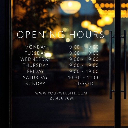 Minimalistische Geschäftszeiten Weiß Fensteraufkleber