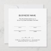 Minimalistische Geschenkgutschein-Visitenkarte (Rückseite)