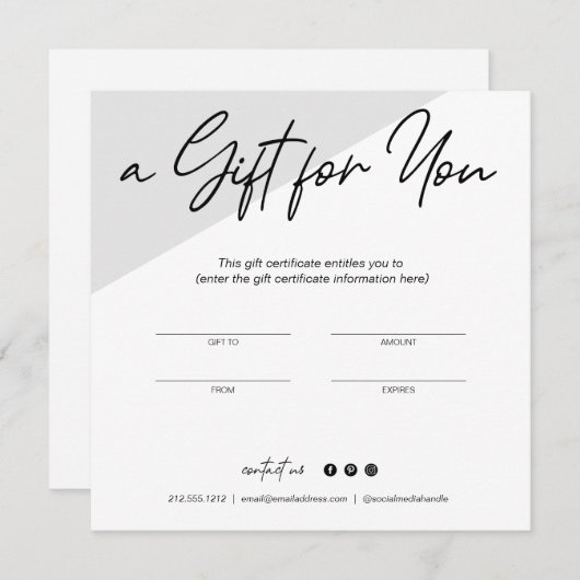 Minimalistische Geschenkgutschein-Visitenkarte (Vorne/Hinten)