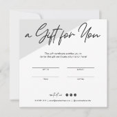 Minimalistische Geschenkgutschein-Visitenkarte (Vorderseite)