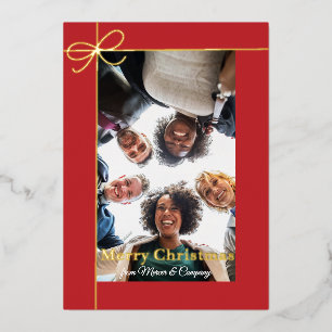 Minimalistische Geschenkwrap und Bow Foto Gold Rea Folien Feiertagskarte