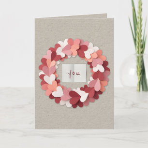 Minimalistische geschichtete Papierherzen Valentin Karte