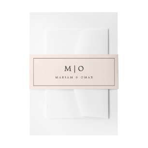 Minimalistische geschlagene Pfirsich-Monogramm-Hoc Einladungsbanderole