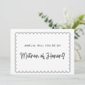 Minimalistische geschmolzene Grenzmatrone der Ehre Einladung (Stehend Vorderseite)