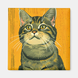 Minimalistische gestreifte graue Tabbykatze Magnet