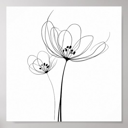 Minimalistische gezeichnet Blume Poster (Vorne)
