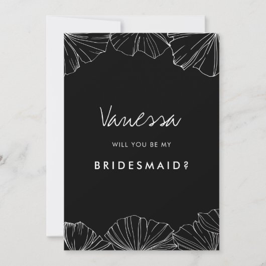 Minimalistische Ginkgo Biloba Bridesmaid-Vorschlag Einladung (Vorderseite)
